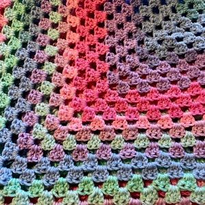 Adorable Soft Pastel and bright colors Baby Hand Crochet Afghan Throw Crib
